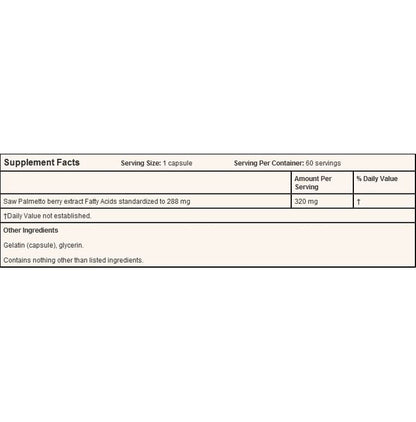 Doctor's Best Saw Palmetto 320mg Softgels | For Healthy Prostate Function