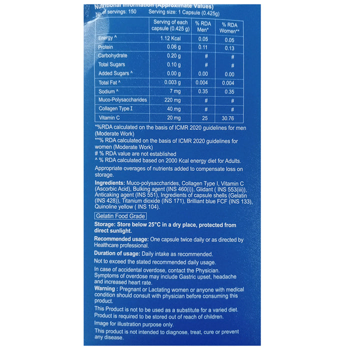 T-Heal Muco-Polysaccharide, Collagen Type I & Vitamin C Capsule | For Pain Relief