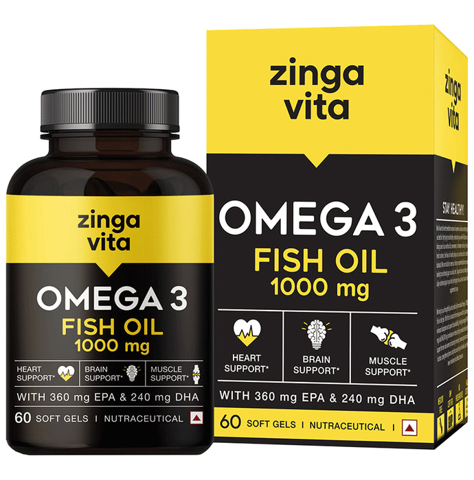 Zingavita Omega 3 Fish Oil 1000mg | Softgel for Heart, Brain & Muscle Support - Classic Derma
