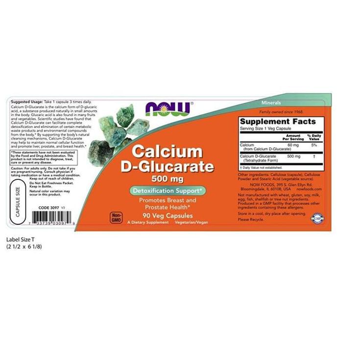Now Foods Calcium D-Glucarate 500mg Veg Capsule