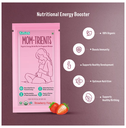 Timios Mom-Trients Organic Energy Drink Mix for Pregnant Women (20gm Each) Strawberry