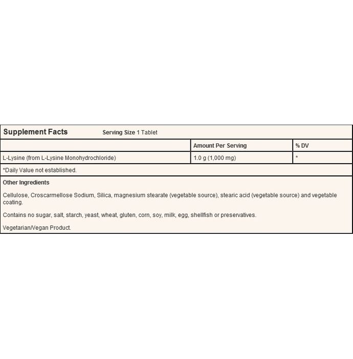 Now Foods L-Lysine 1000mg Tablet