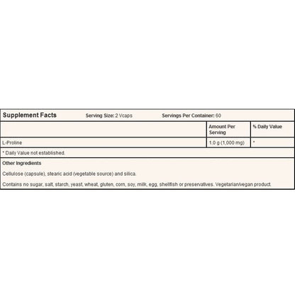 Now Foods L-Proline 500mg Veg Capsule