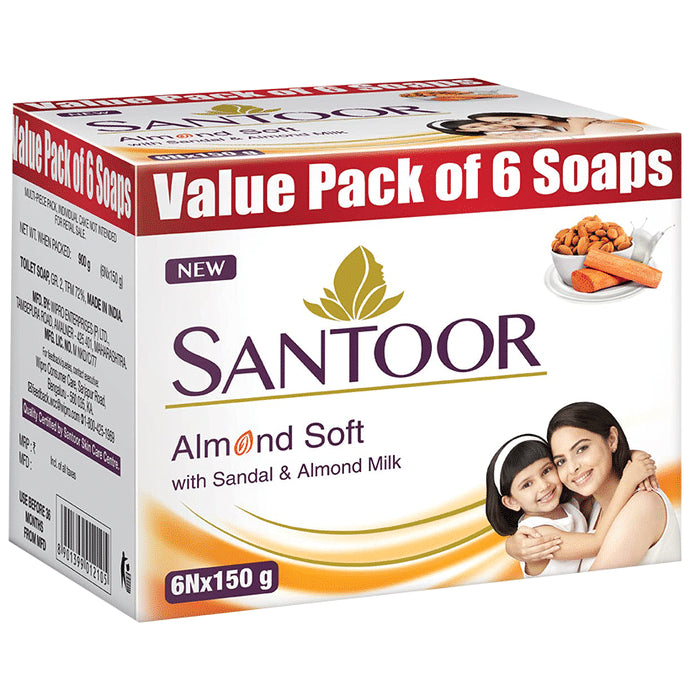 Santoor Almond Soft Soap (150gm Each) - Classic Derma