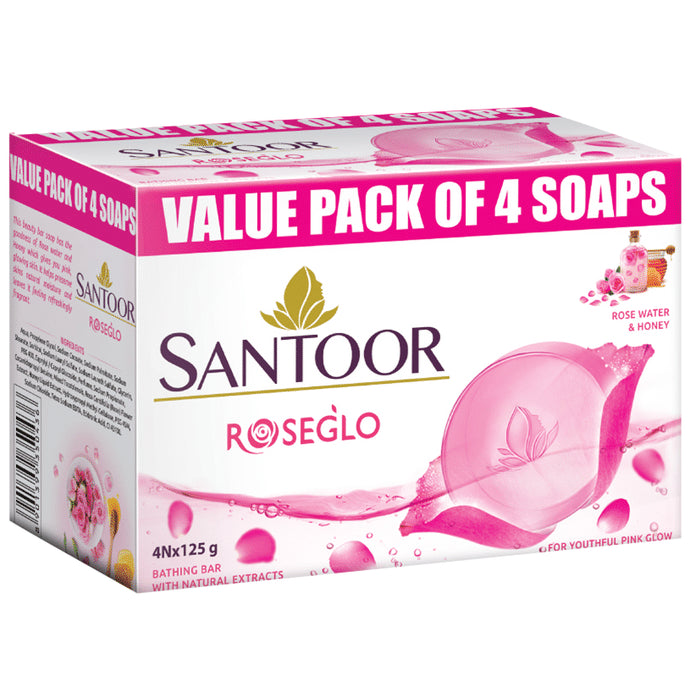Santoor Roseglo Soap (125gm Each) - Classic Derma