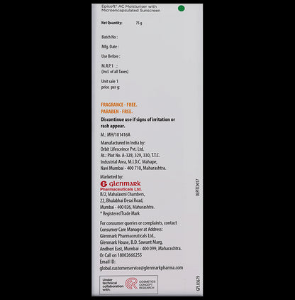 Episoft AC Sunscreen SPF 30 | Lightweight & Paraben Free Cream