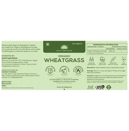 Saptamveda Organic Wheatgrass Tablet