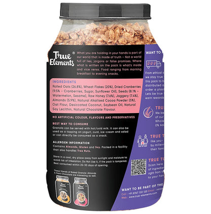 True Elements Baked Granola with Protein & Antioxidants for Weight Management | No Added Sugar | Flavour Almond and Dark Chocolate