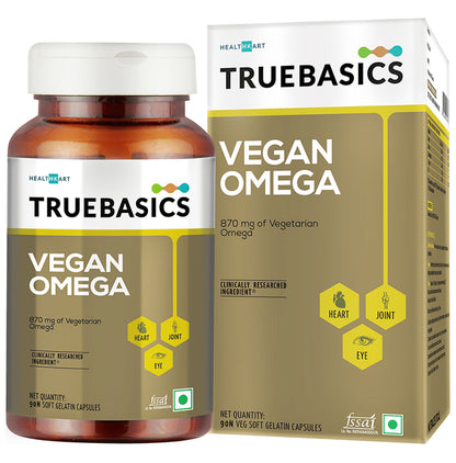 TrueBasics 870 mg of Vegan Omega for Heart, Joints & Eye Health | Capsule - Classic Derma