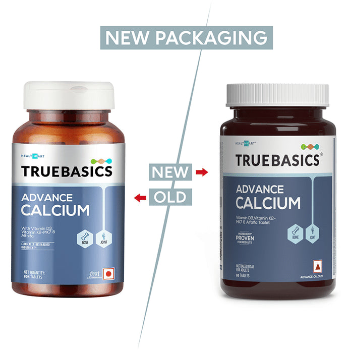 TrueBasics Advance Calcium with Vitamin D3 & K2-MK7 for Bones & Joints Health | Tablet