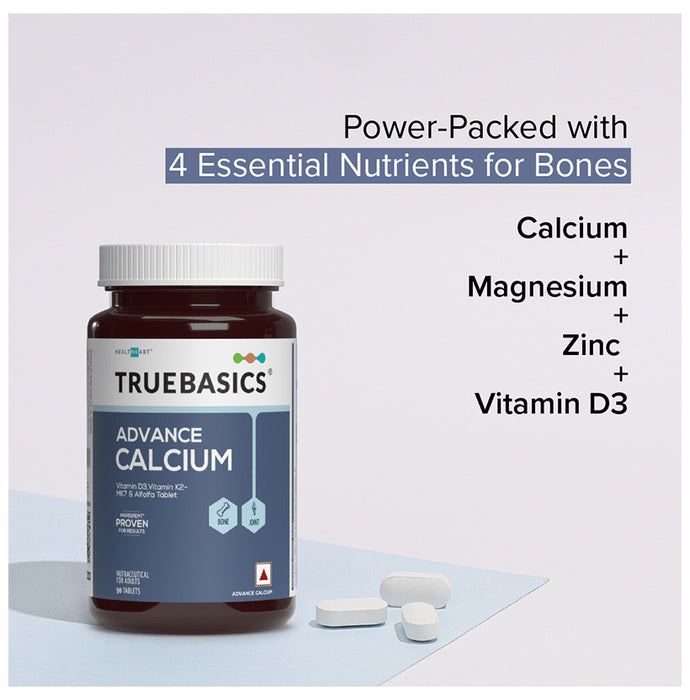 TrueBasics Advance Calcium with Vitamin D3 & K2-MK7 for Bones & Joints Health | Tablet