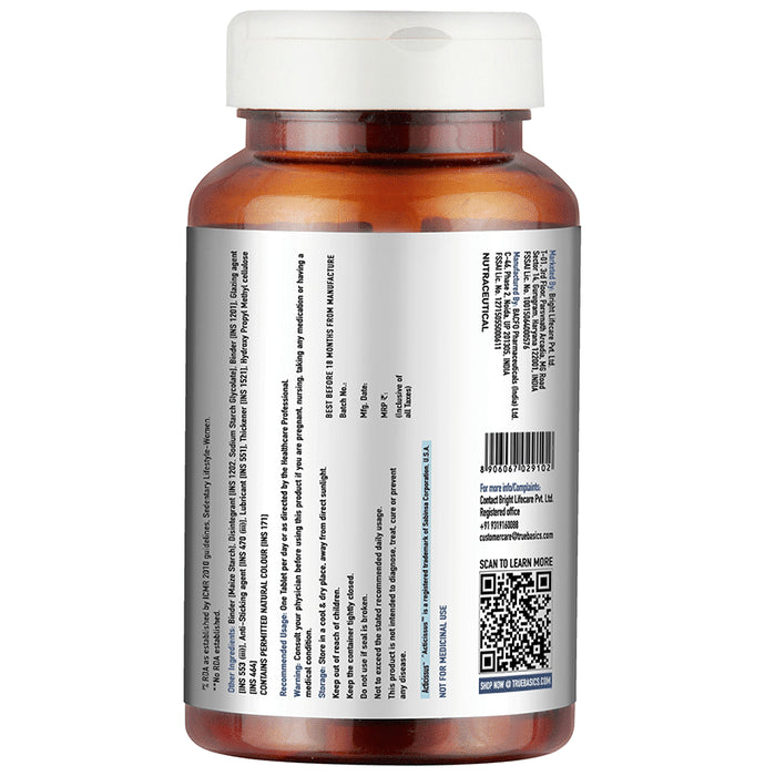 TrueBasics Advance Calcium with Vitamin D3 & K2-MK7 for Bones & Joints Health | Tablet