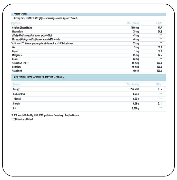 TrueBasics Advance Calcium with Vitamin D3 & K2-MK7 for Bones & Joints Health | Tablet