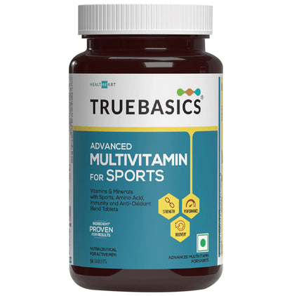 TrueBasics Advanced Multivitamin for Sports with Amino Acids & Antioxidants | For Immunity, Strength & Recovery | Tablet - Classic Derma