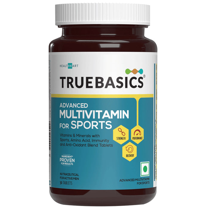 TrueBasics Advanced Multivitamin for Sports with Amino Acids & Antioxidants | For Immunity, Strength & Recovery | Tablet - Classic Derma