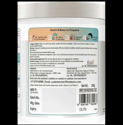 TrueBasics CollaSkin Marine Collagen Peptides for Youthful Glowing Skin Powder Mixed Fruit