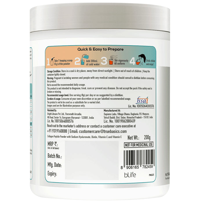 TrueBasics CollaSkin Marine Collagen Peptides for Youthful Glowing Skin Powder Orange