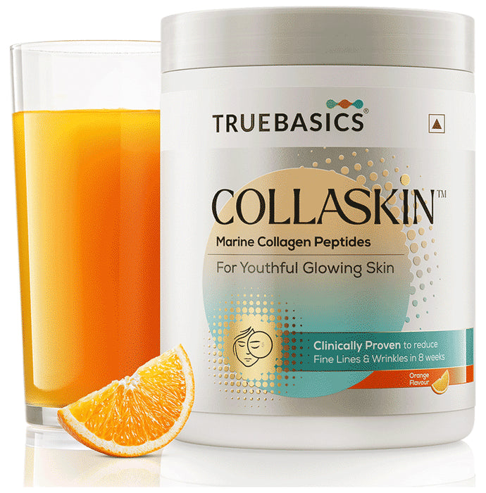 TrueBasics CollaSkin Marine Collagen Peptides for Youthful Glowing Skin Powder Orange