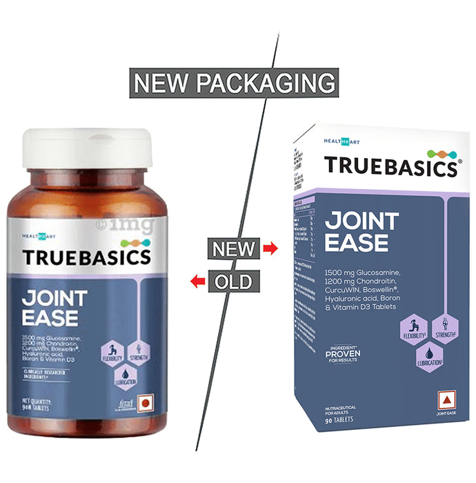 TrueBasics Joint Ease with Glucosamine, Chondroitin, Hyaluronic Acid & D3 | For Flexibility, Strength & Lubrication | Tablet