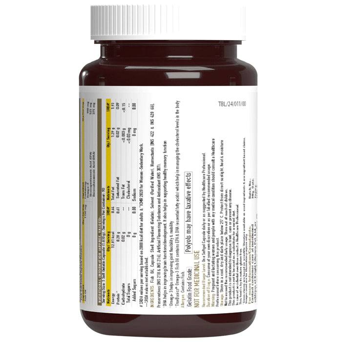 TrueBasics Omega 3 Triple Strength Fish Oil | for Brain, Heart & Joints | Soft Gelatin Capsule