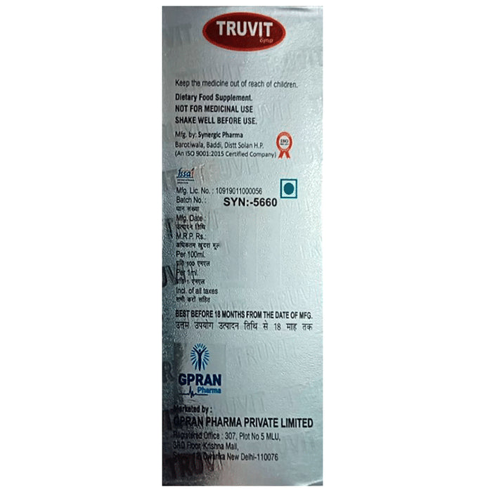 Truvit Syrup Strawberry