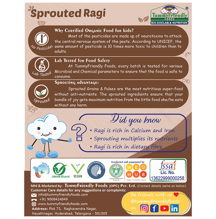 TummyFriendly Foods Sprouted Ragi Cereal Porridge Mix (200gm Each)