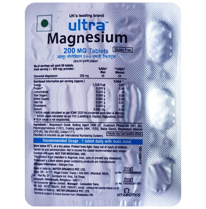 Ultra Magnesium 200mg Tablet | Mineral Support Tablet Gluten Free