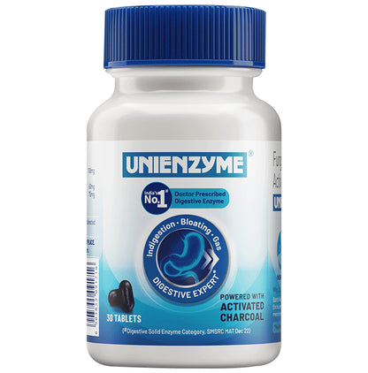 Unienzyme Tablet with Activated Charcoal | For Indigestion, Bloating & Gas | Stomach Care & Liver Care - Classic Derma