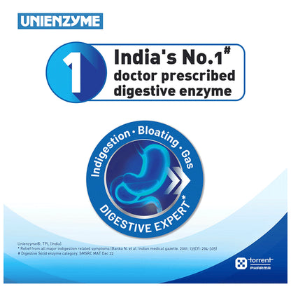 Unienzyme Tablet with Activated Charcoal | For Indigestion, Bloating & Gas | Stomach Care & Liver Care