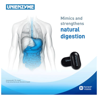 Unienzyme Tablet with Activated Charcoal | For Indigestion, Bloating & Gas | Stomach Care & Liver Care