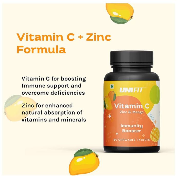 Unifit Combo Pack of Vitamin C Zinc & Orange Chewable Tablet & Vitmain C Zinc & Mango Chewable Tablet (60 Each)