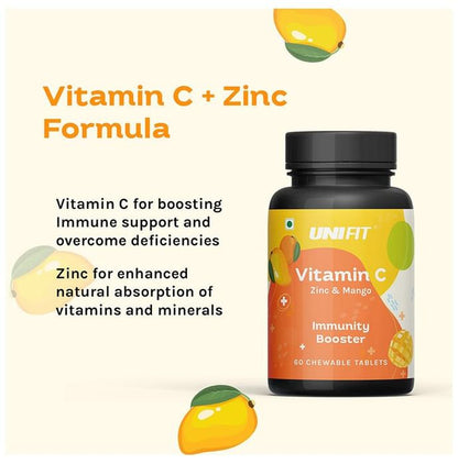 Unifit Combo Pack of Vitamin C Zinc & Orange Chewable Tablet & Vitmain C Zinc & Mango Chewable Tablet (60 Each)