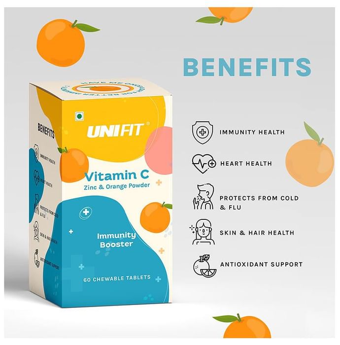 Unifit Combo Pack of Vitamin C Zinc & Orange Chewable Tablet & Vitmain C Zinc & Mango Chewable Tablet (60 Each)