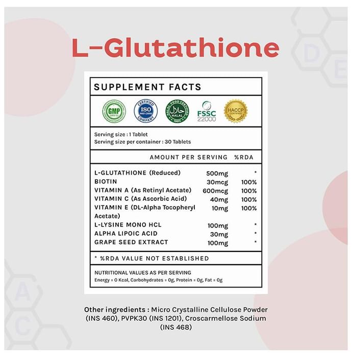 Unifit L-Glutathione 500mg with Biotin & Vitamin E | Tablet for Skin Health