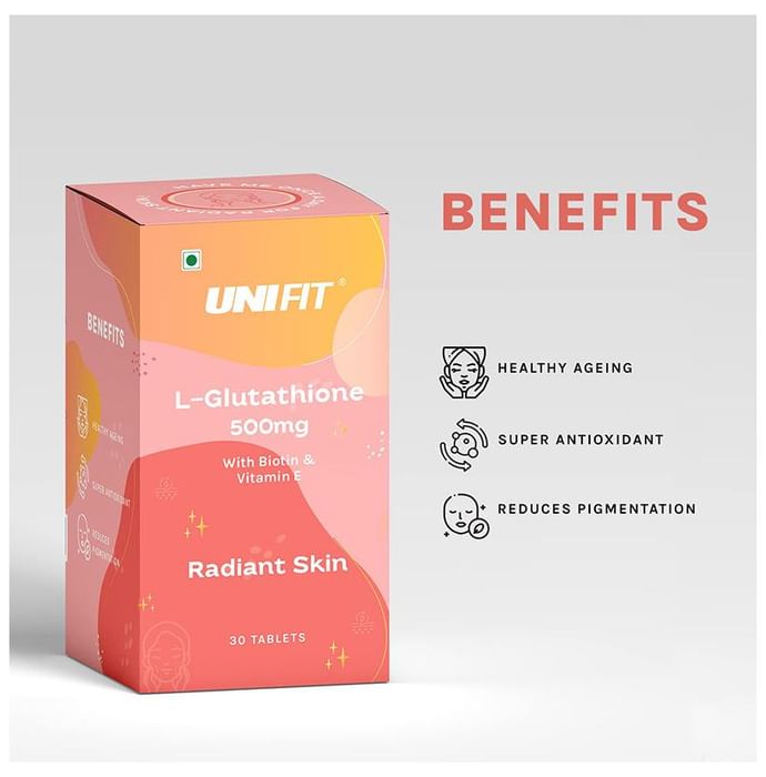 Unifit L-Glutathione 500mg with Biotin & Vitamin E | Tablet for Skin Health