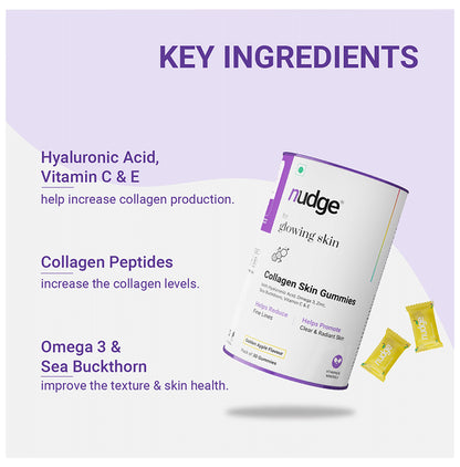Nudge Collagen Health Gummies for Glowing Skin Golden Apple