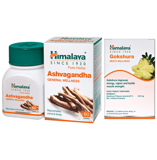 Himalaya Wellness Combo Pack of Pure Herbs Ashvagandha Tablet & Pure Herbs Ashvagandha Tablet (60 Each) - Classic Derma