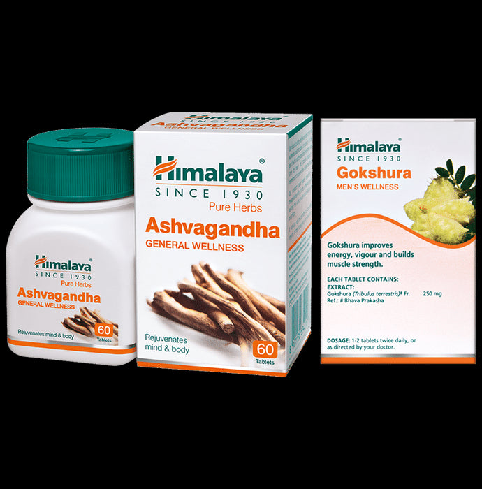 Himalaya Wellness Combo Pack of Pure Herbs Ashvagandha Tablet & Pure Herbs Ashvagandha Tablet (60 Each) - Classic Derma