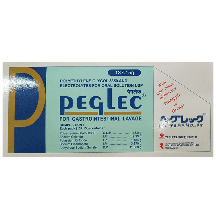 Peglec Powder with Polyethylene Glycol & Electrolytes for Gastrointestinal Lavage - Classic Derma
