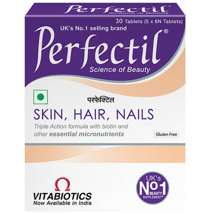 Perfectil Skin, Hair, Nail Supplement with Biotin, Vitamin C & Micronutrients | Gluten-Free Tablet - Classic Derma