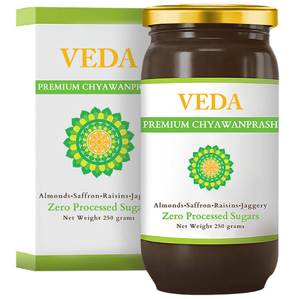 Veda Premium Chyawanprash with Almonds, Saffron, Raisins & Jaggery Sugar Free - Classic Derma