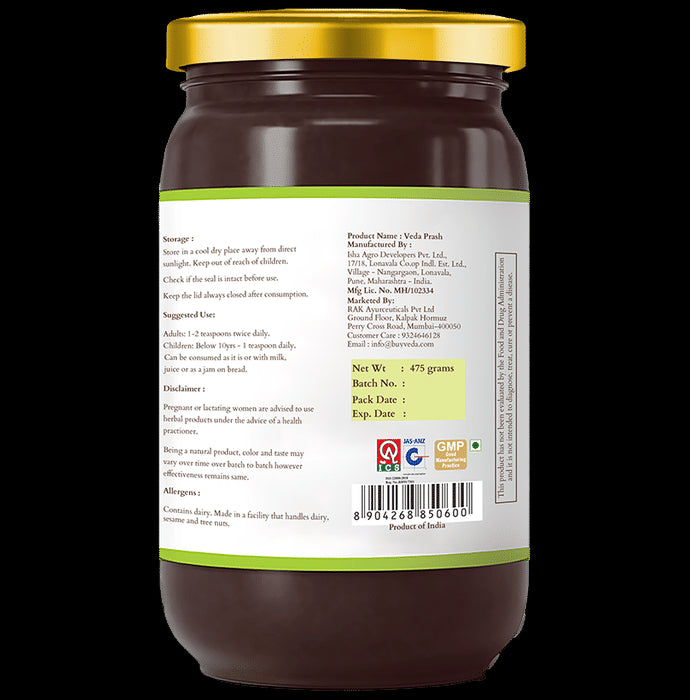 Veda Premium Chyawanprash with Almonds, Saffron, Raisins & Jaggery Sugar Free