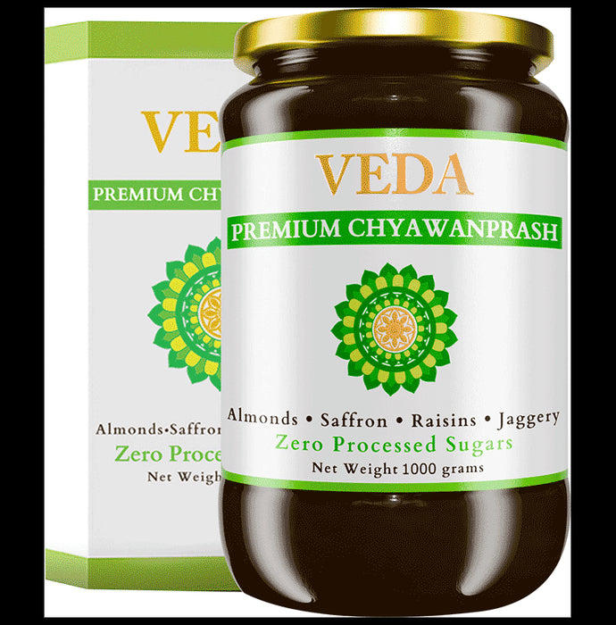 Veda Premium Chyawanprash with Almonds, Saffron, Raisins & Jaggery Sugar Free - Classic Derma