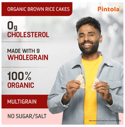 Pintola Organic Wholegrain Brown Rice Cake (130gm Each) LIghtly Salted & Multigrain Unsalted