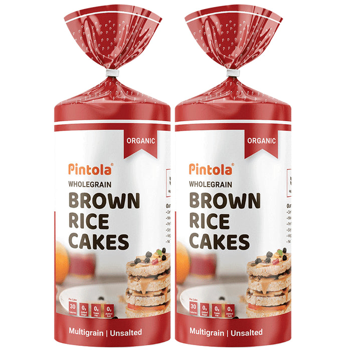 Pintola Organic Wholegrain Brown Rice Cake (130gm Each) Multigrain Unsalted - Classic Derma