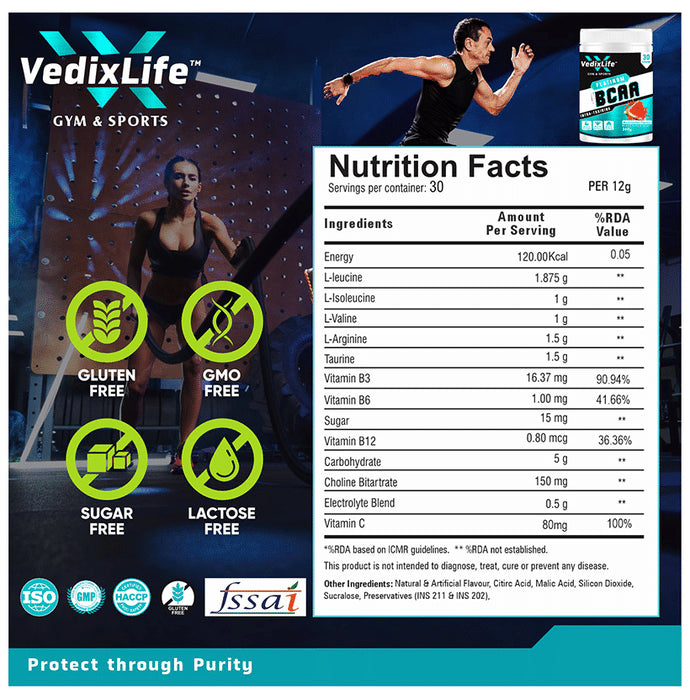 VedixLife Platinum BCAA Intra-Training Powder Watermelon