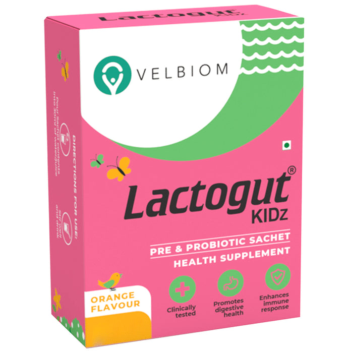 Velbiom Lactogut Kidz Pre & Probiotic Sachet (1gm Each) Orange - Classic Derma