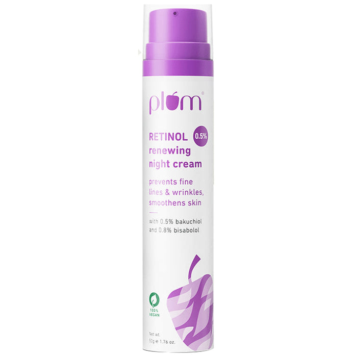 Plum 0.5% Retinol Renewing Night Cream | Reduces Fine Lines & Wrinkles - Classic Derma