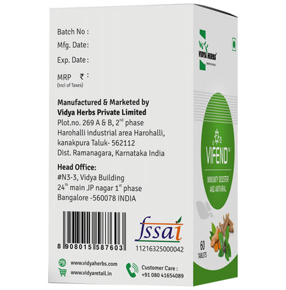 Vidya Herbs Vifend Immunity Booster and Antiviral Tablet