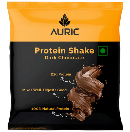 Auric Combo Pack of Protein Shake Sachet (4) Dark Chocolate and (4) Vanilla Coffee Flavour (37gm Each)